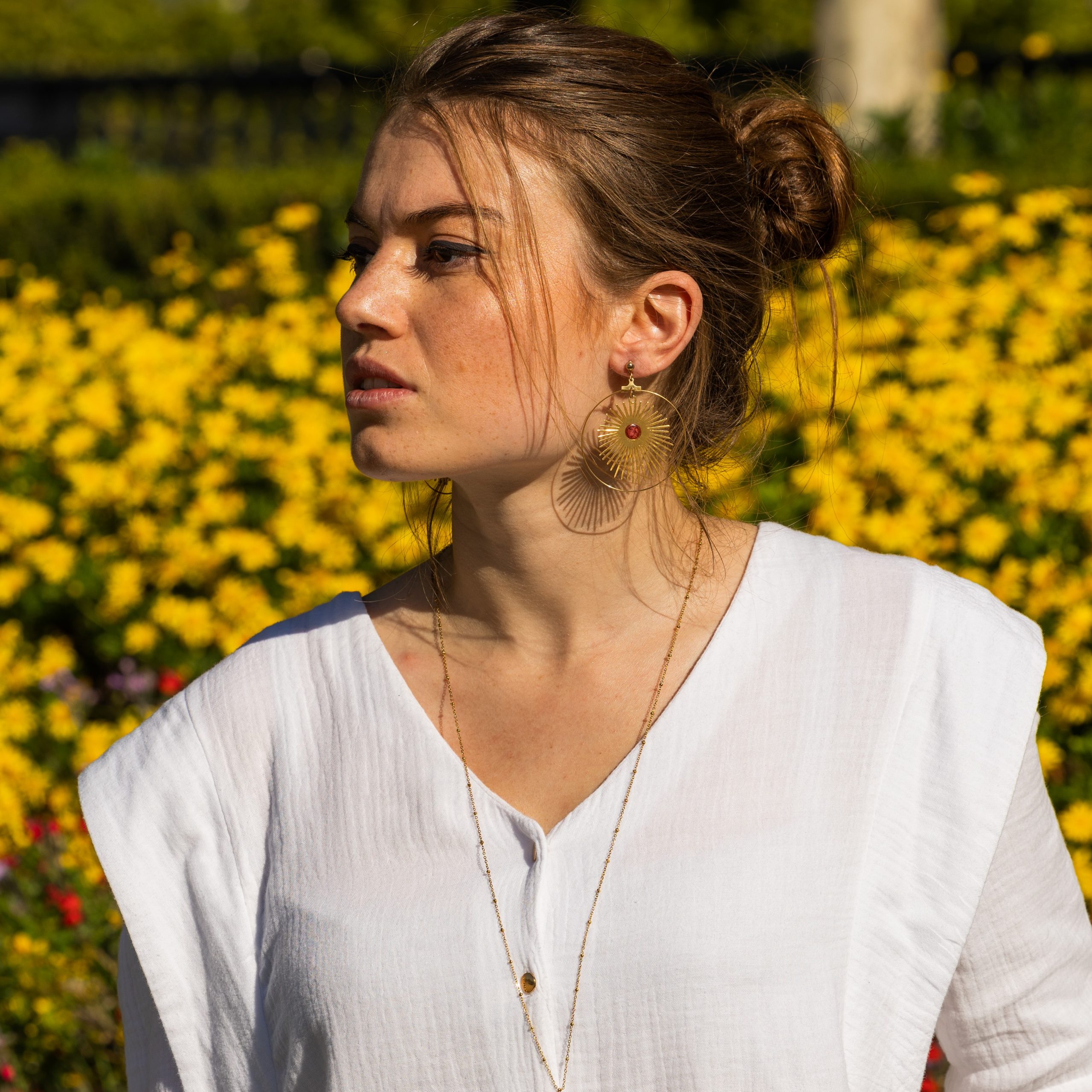 bijou artisan montpellier boucles d'oreilles hélios briques mannequin 2