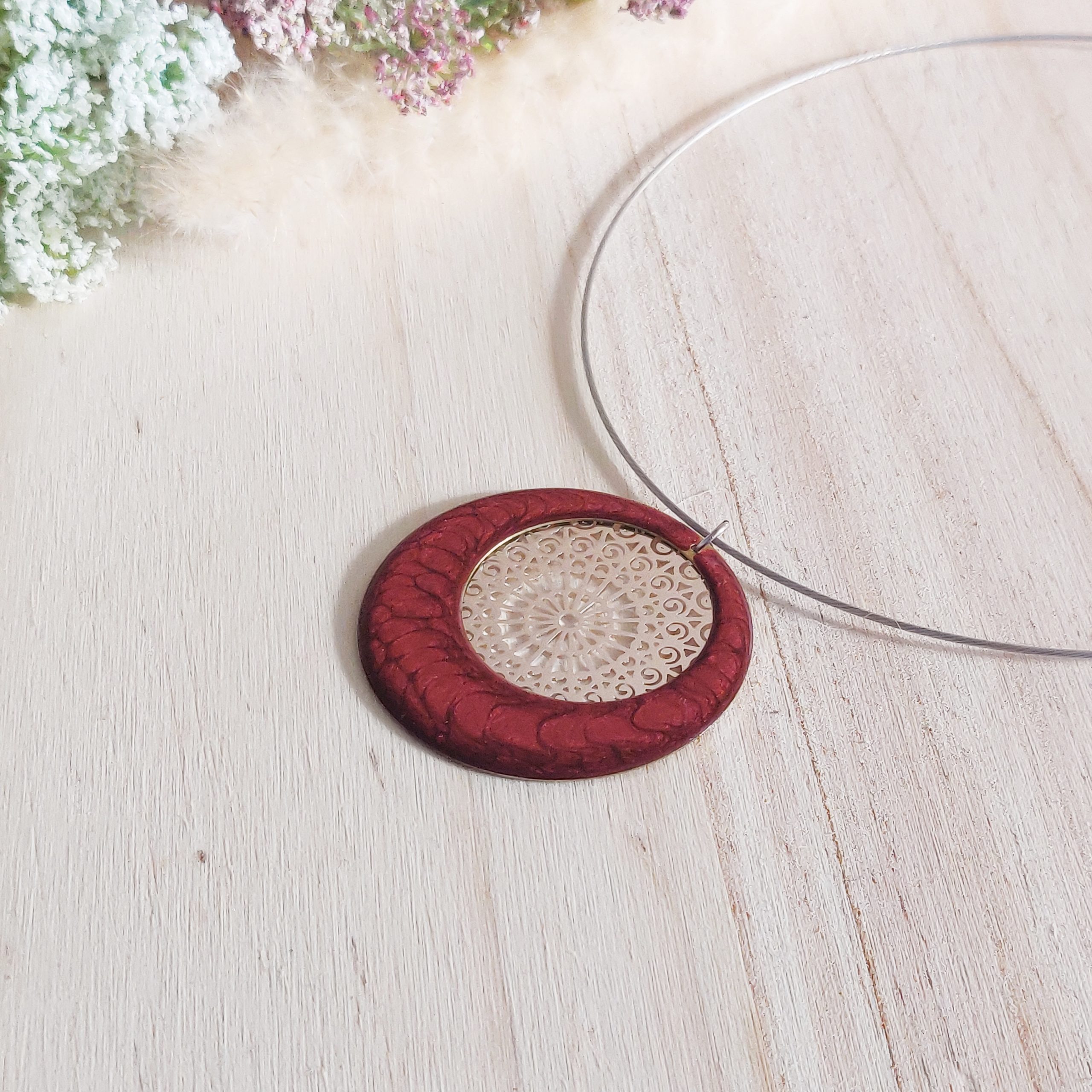 bijou artisan montpellier collier aphrodite brique fond argenté