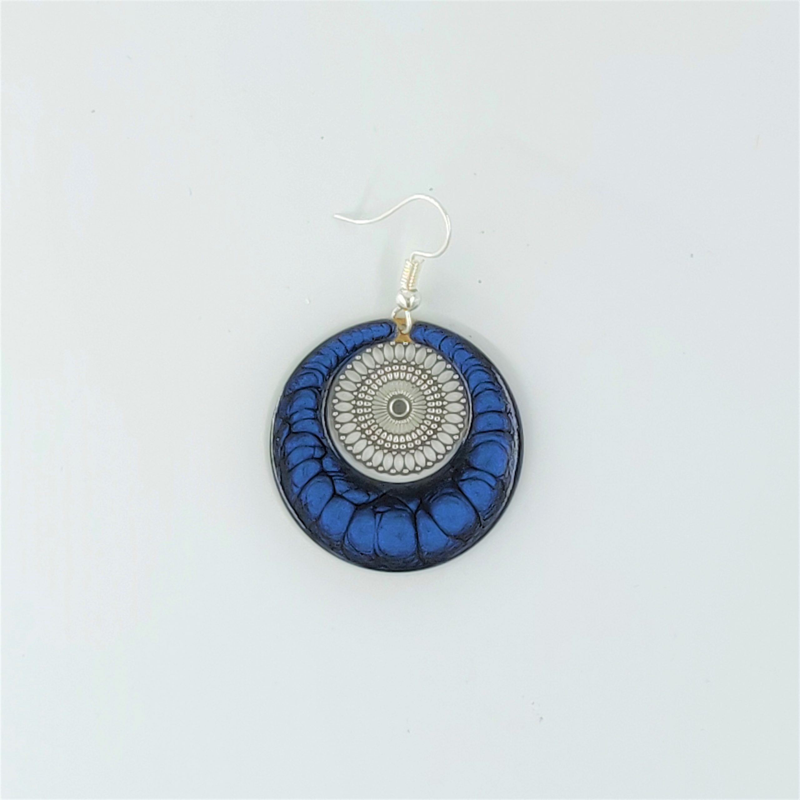 bijou créateur montpellier boucles d'oreilles aphrodite bleues fond argenté