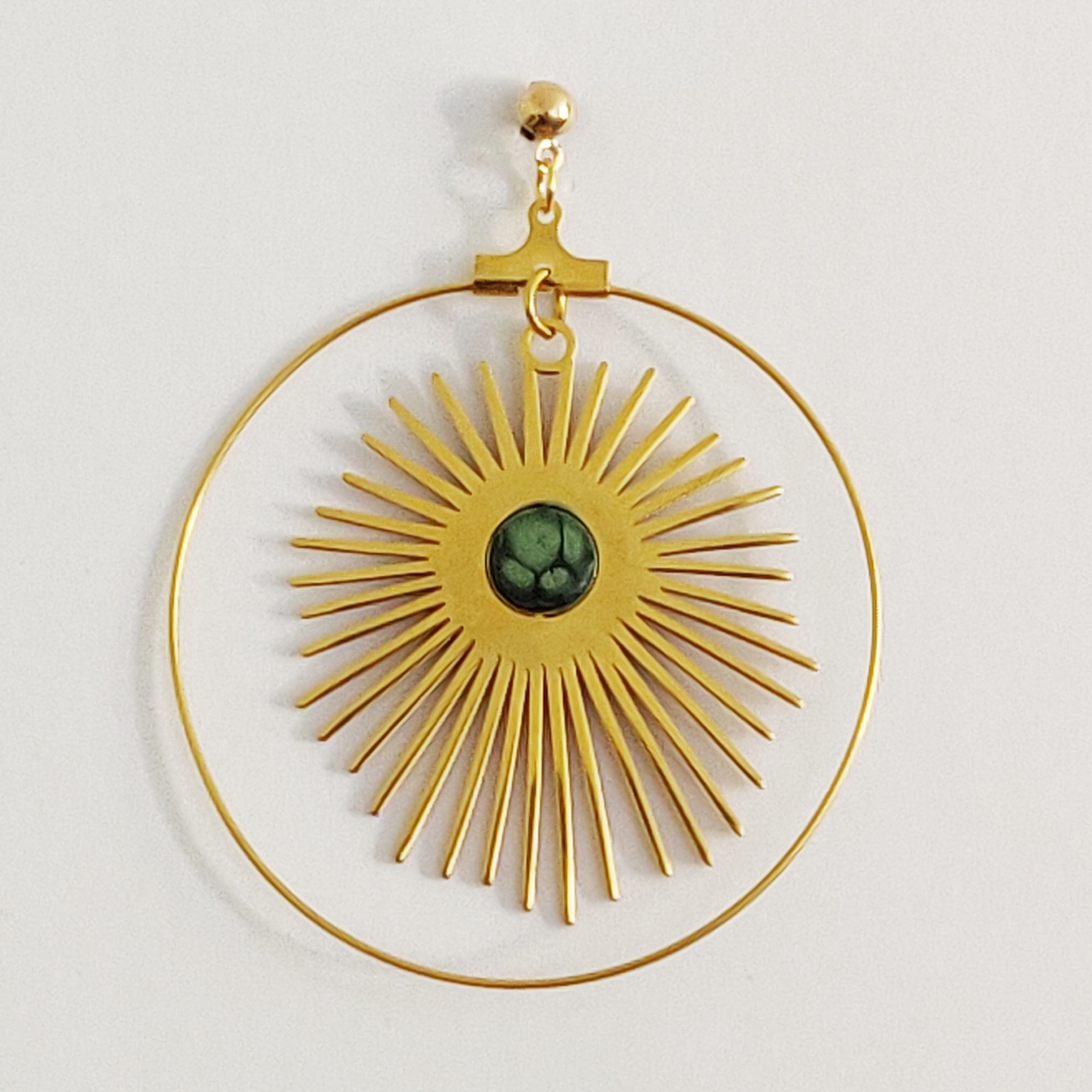 bijou créateur montpellier boucles d'oreilles hélios vertes