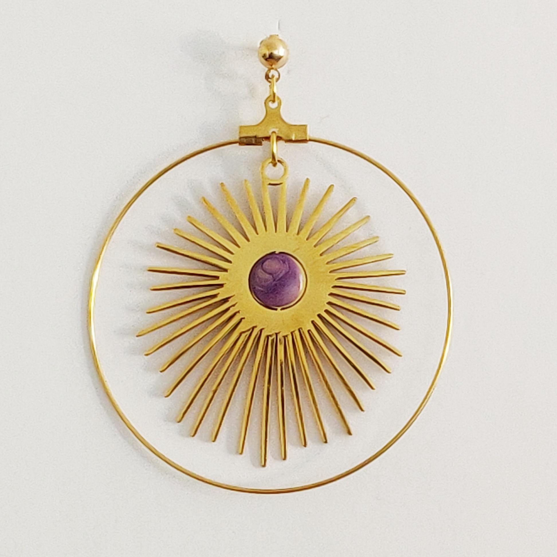 bijou créateur montpellier boucles d'oreilles hélios violettes