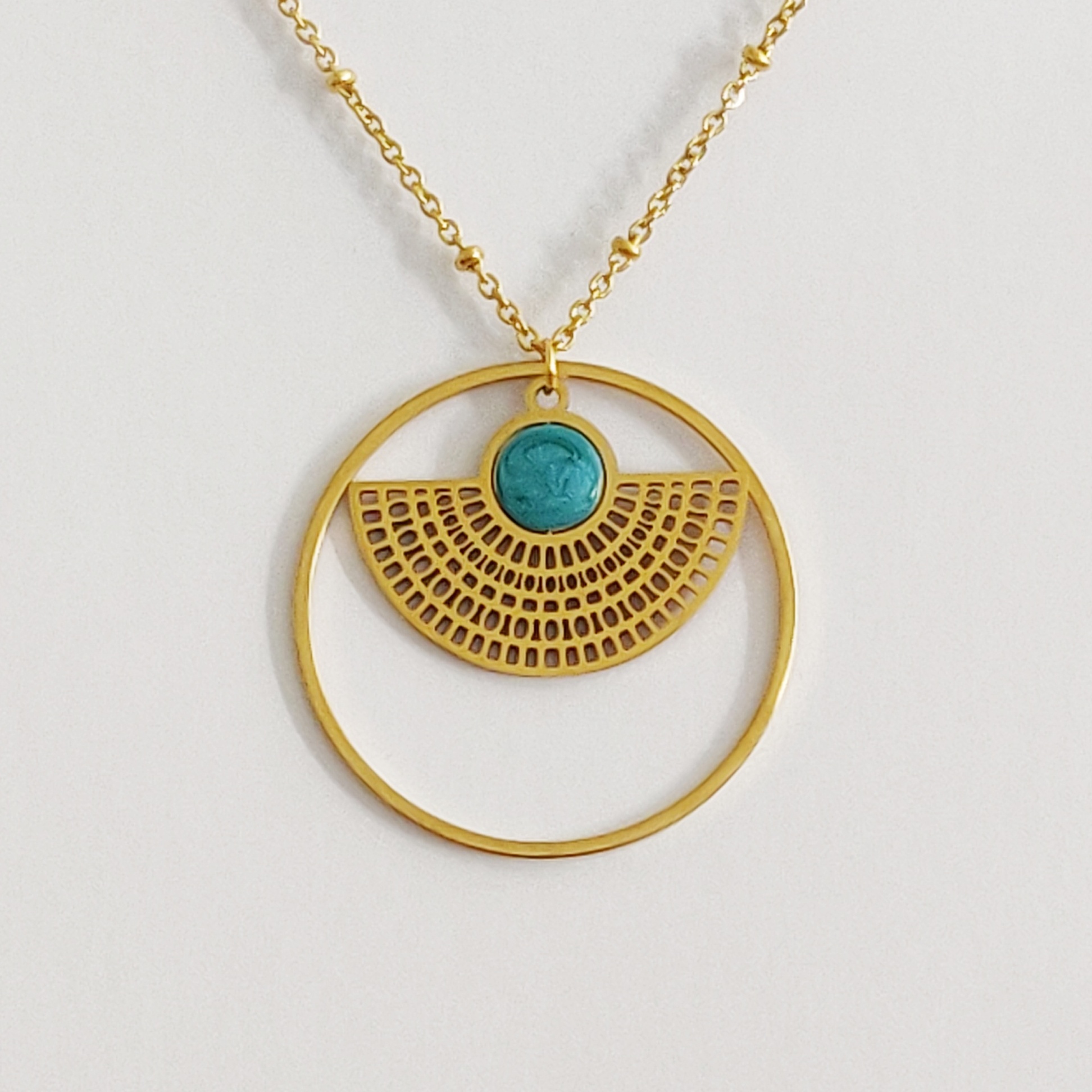 bijou créateur montpellier pendentif egide turquoise